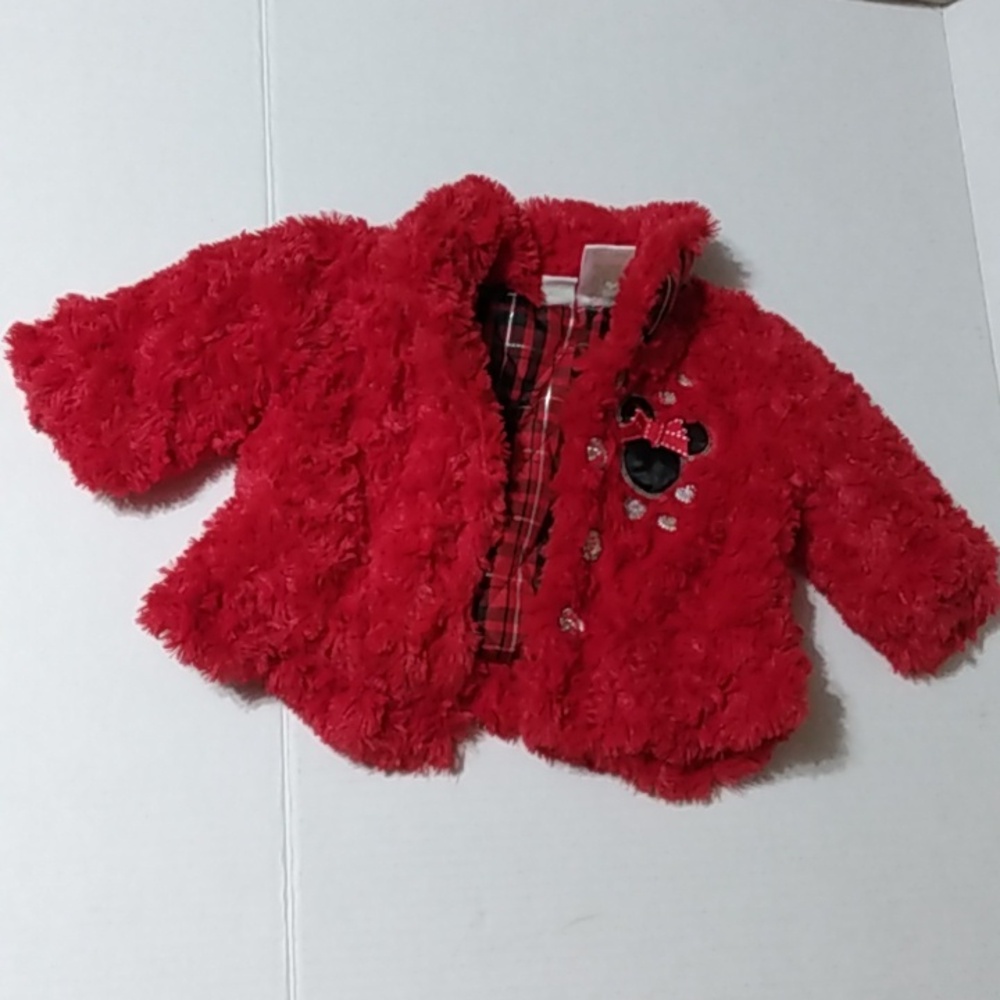 Red Faux Fur Minnie Mouse Infant Coat